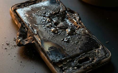 cell phone destroyed by fire after being accidentally burned in a homestead burn barrel